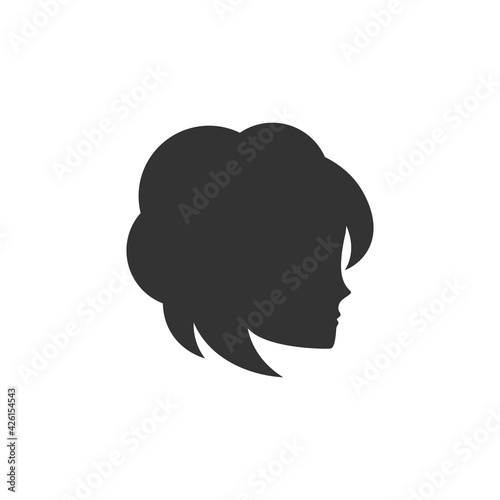 Fototapeta Naklejka Na Ścianę i Meble -  Graceful woman silhouette logotype. Female face in profile. Vector logo isolated on white.