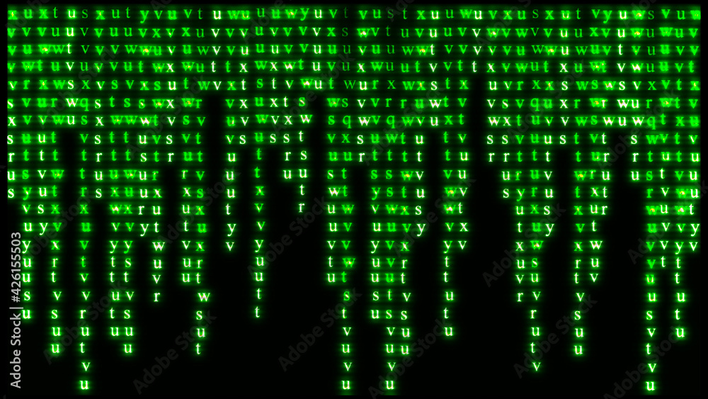 Matrix Code Effect. DIgital technology. 3d rendering.