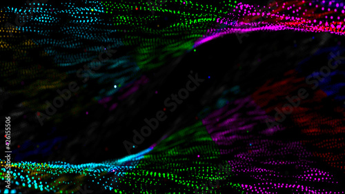 Abstract wave background. Network connection structure. Digital technology. 3d rendering.