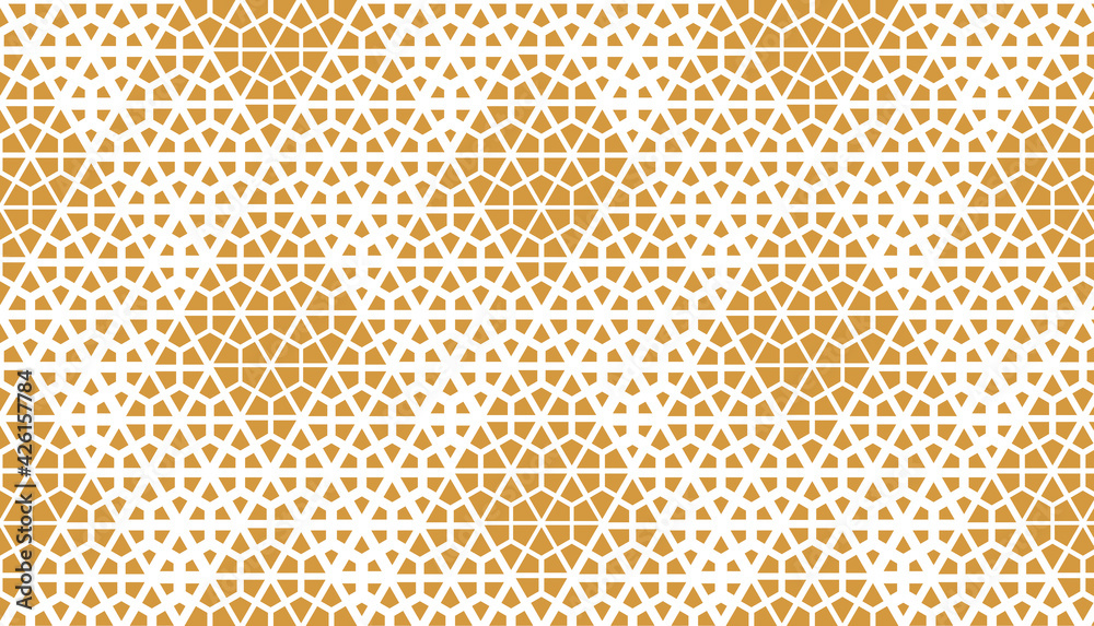 Abstract geometric pattern. Seamless vector background. White and gold halftone. Graphic modern pattern. Simple lattice graphic design