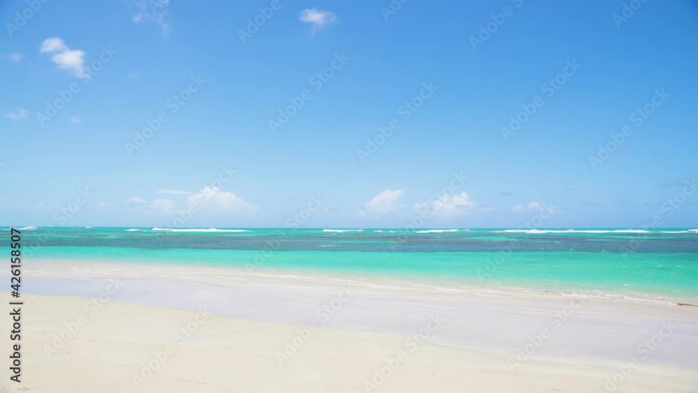 Sea view 4k landscape. Transparent sea wave and white sand beach stock video footage. Without people copy space. Sea view 4k landscape. Transparent sea wave and white sand beach stock video footage. Without people copy space.