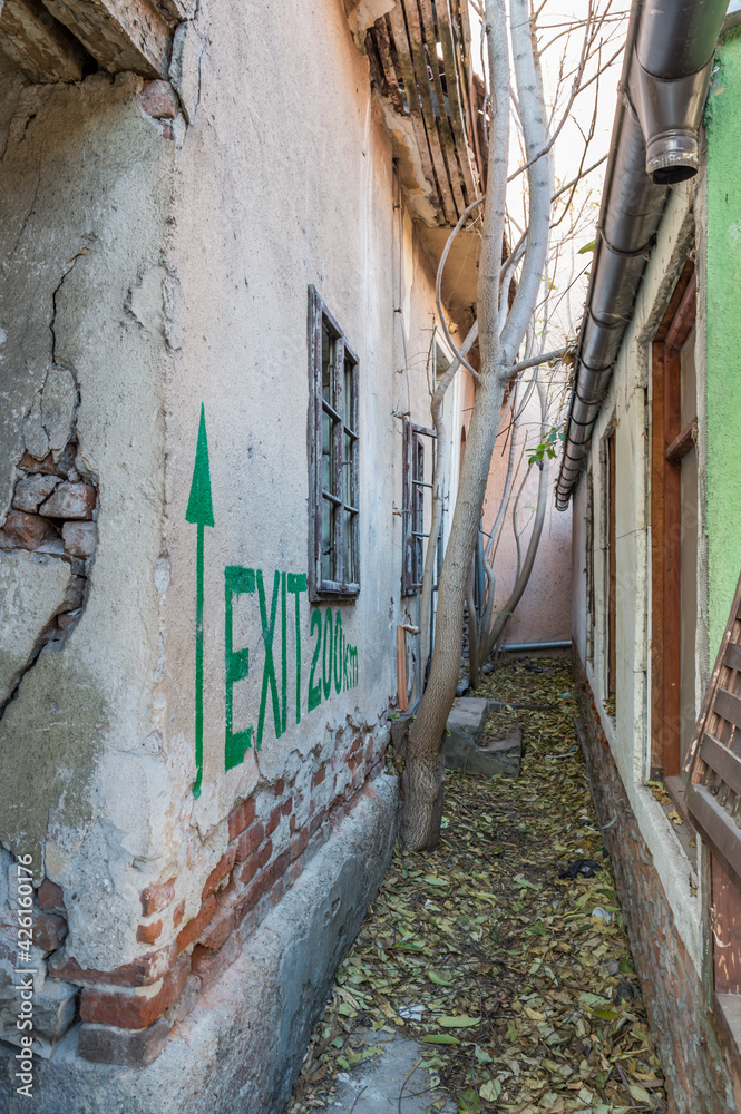 custom made wallpaper toronto digitalAn abandoned passage between buildings