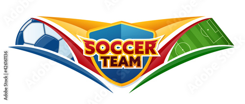 graphic banner with logo for soccer team
