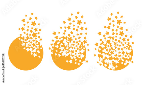 Planets dispersing into a cloud of flowers