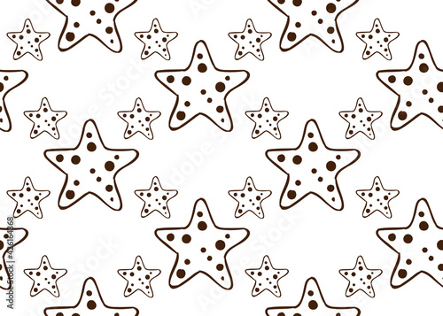 Background. Starfishes on a white background. Graphics and design. Seamless texture.