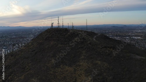 Radio Antennas on top of Shaw Butte in North Mountain Park in Phoenix Arizona photo