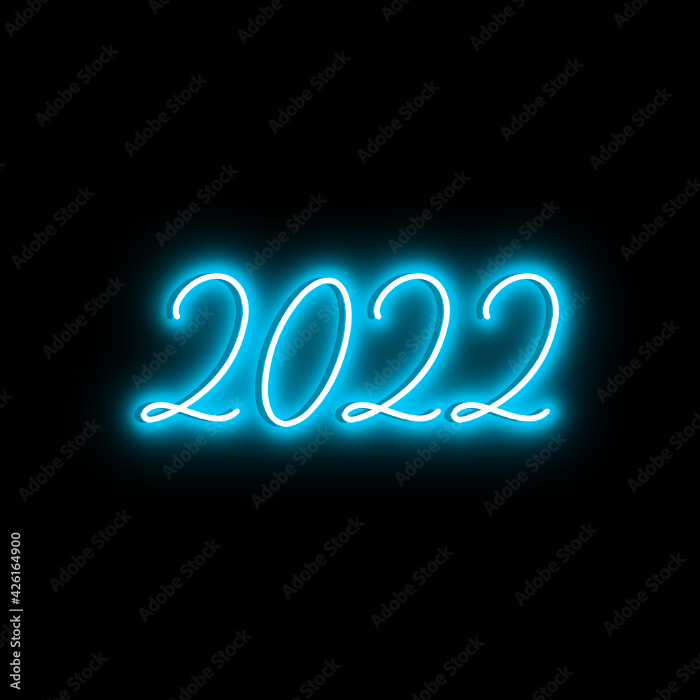 2022 - happy new year neon effect 2022 - happy new year neon effect