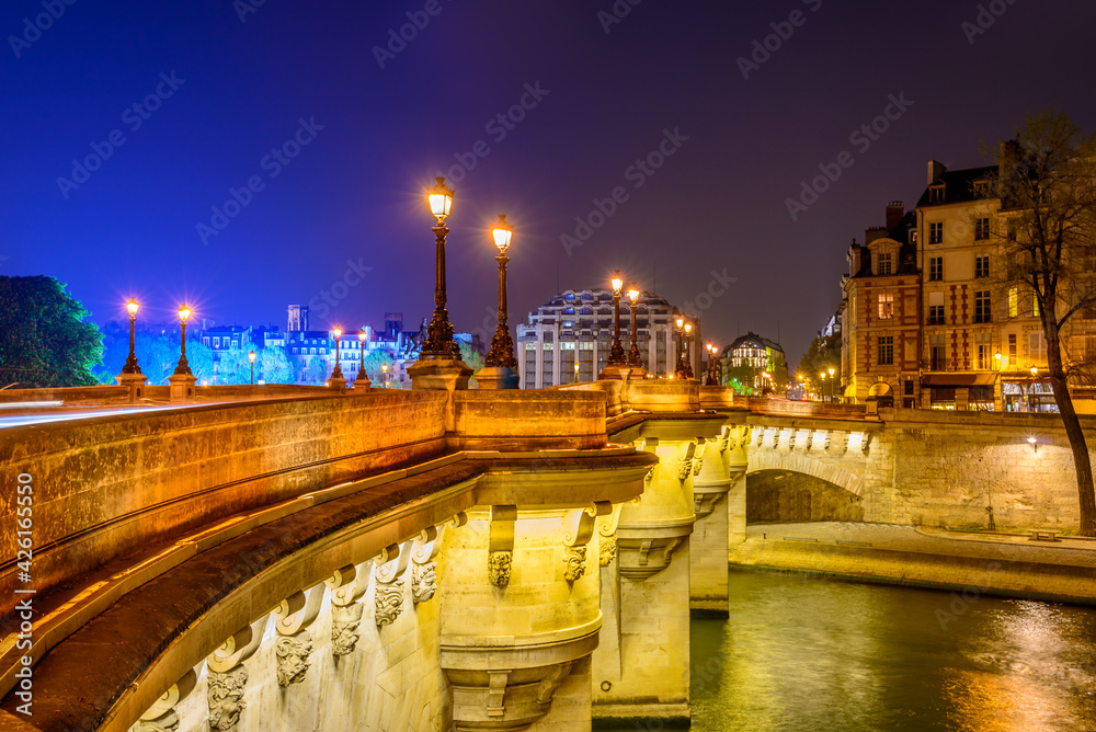 Paris bridge and Seine river