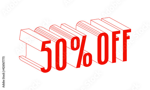 50 % off emblem for banner, label, tag