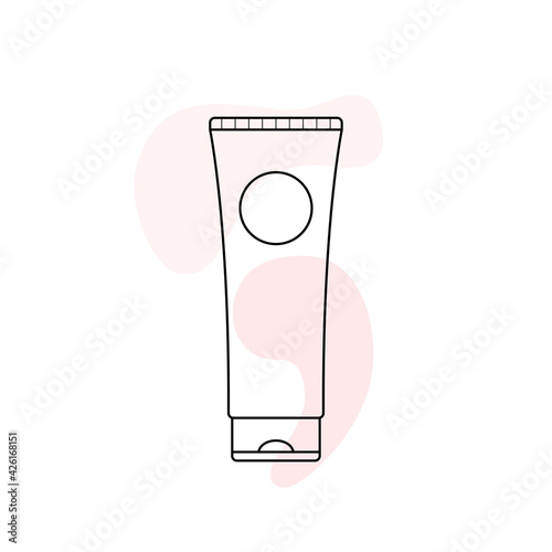 Tube of Cream. Concealer. Hand, Face and Body cream. Skin care. Cosmetic. Vector black Outline on a white background.