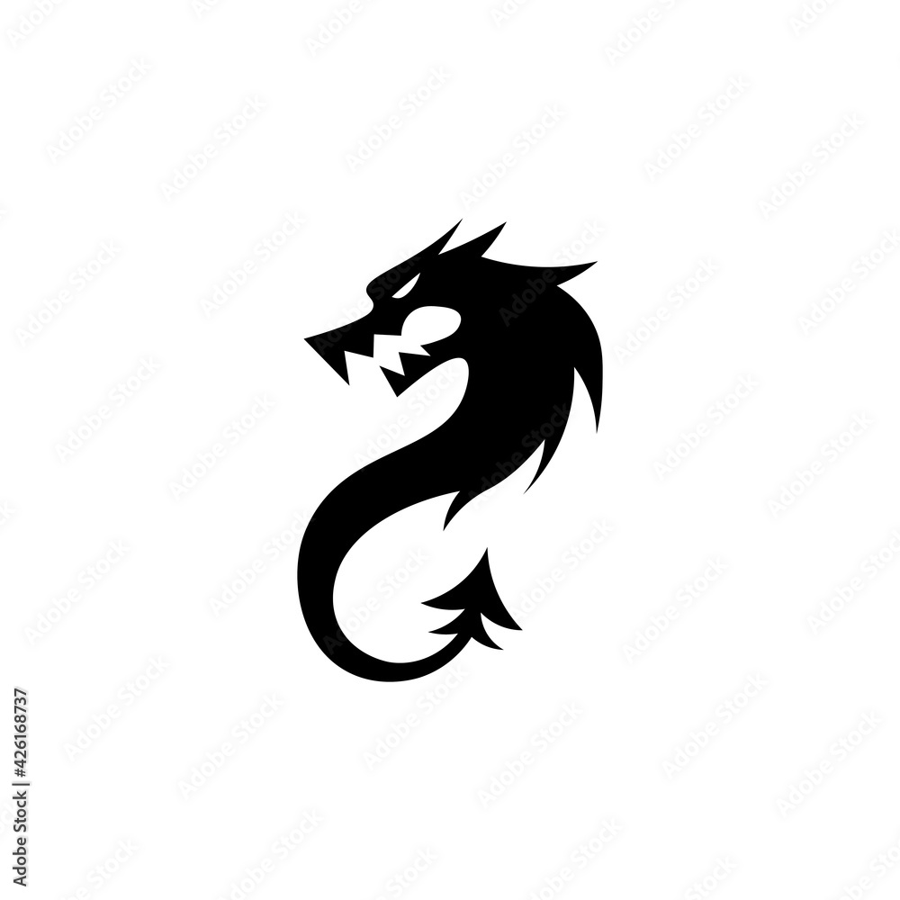 Black icon dragon sign. Vector illustration eps 10 Black icon dragon sign. Vector illustration eps 10