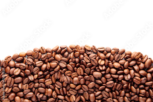 Coffee beans background on white background