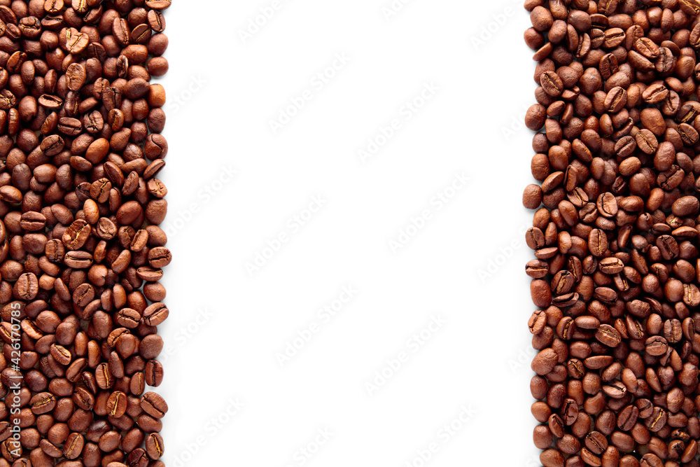Coffee beans background on white background Coffee beans background on white background