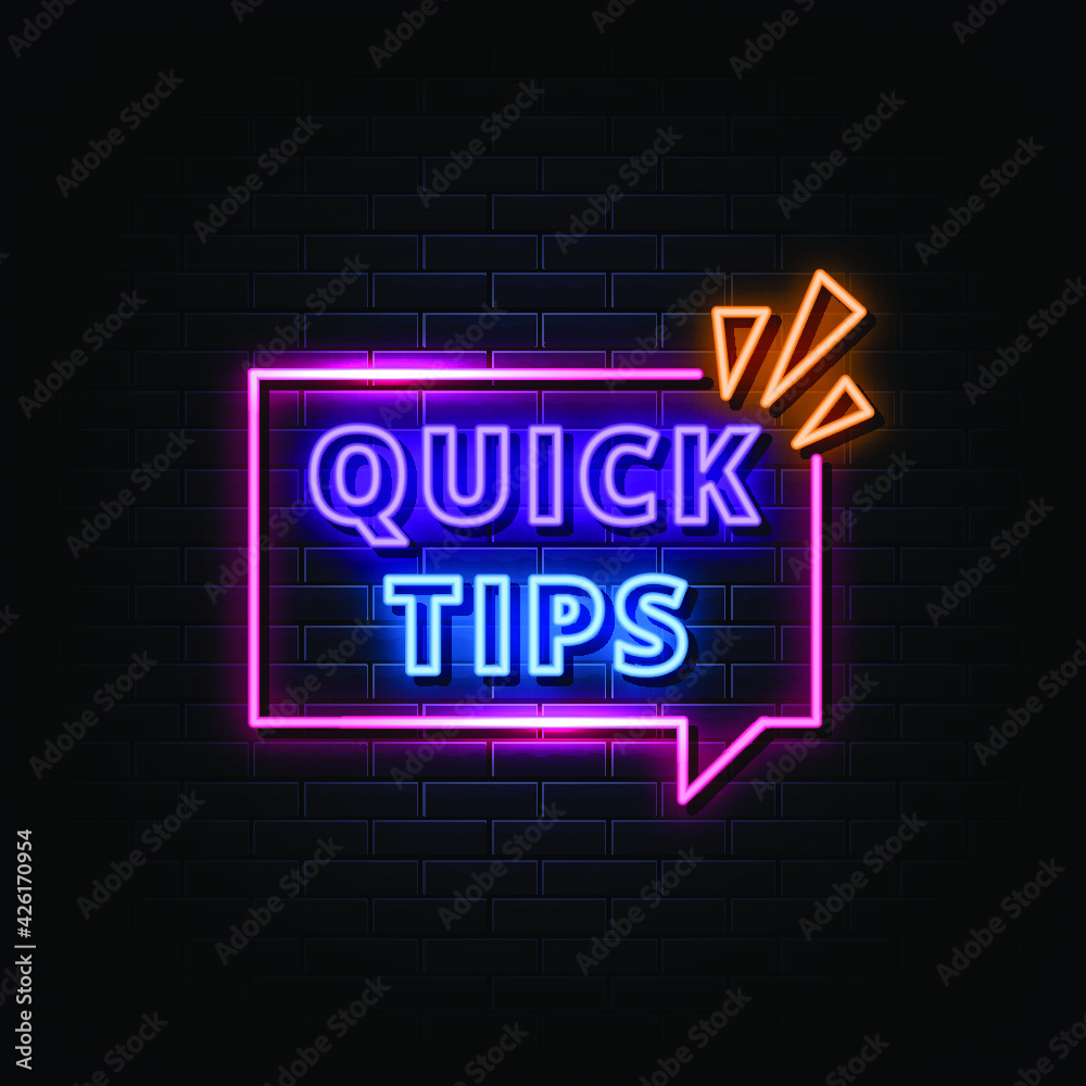 Quick Tips Neon Signs Style Text Vector Quick Tips Neon Signs Style Text Vector
