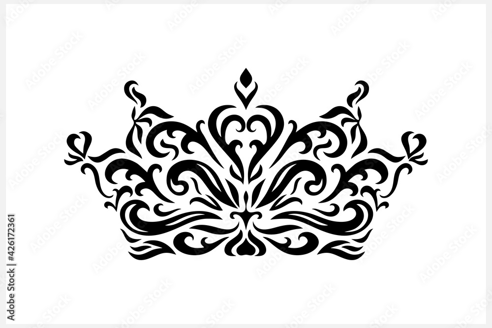 Vintage crown isolated on white. Stencil. Vector stock illustration. EPS 10