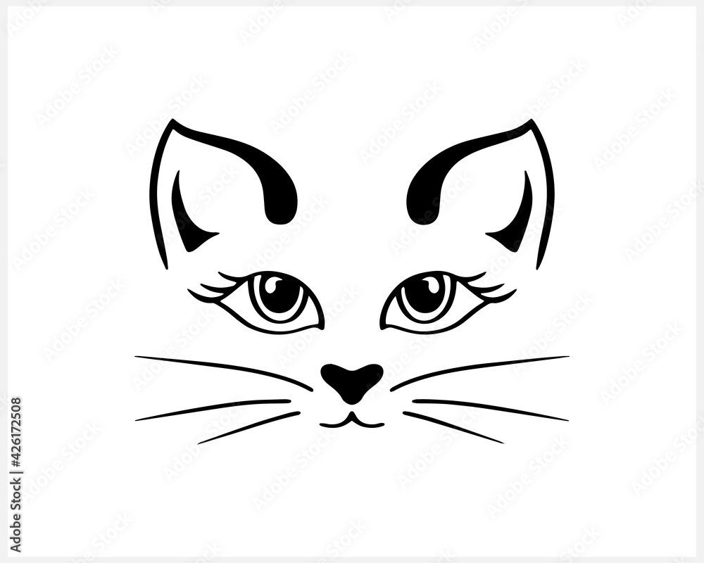 Doodle cat icon isolated on white. Outline hand drawing art line. Sketch logo animal. Vector stock illustration. EPS 10 Doodle cat icon isolated on white. Outline hand drawing art line. Sketch logo animal. Vector stock illustration. EPS 10