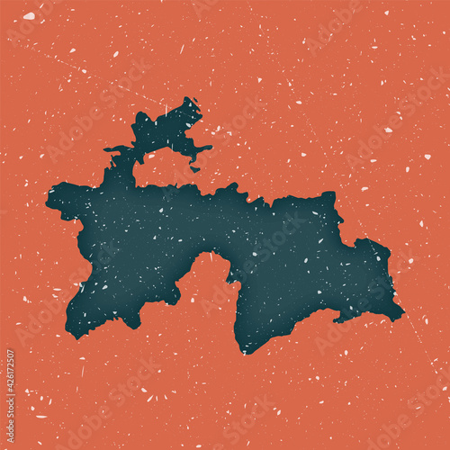 Tajikistan vintage map. Grunge map of the country with distressed texture. Tajikistan poster. Vector illustration.