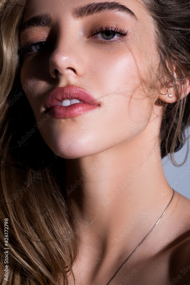 Beautiful sensual woman, female skin care, close up sexy face beauty portrait. Beautiful sensual woman, female skin care, close up sexy face beauty portrait.