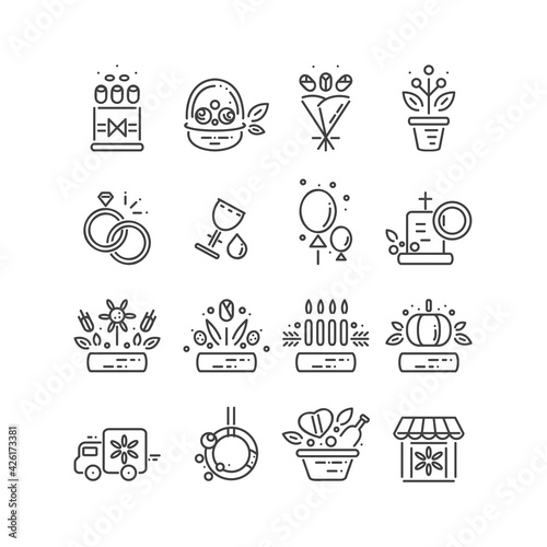 Set of flower shop icons