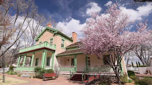 Cherry tree blossom and Brigham Young Winter Home