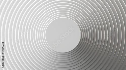3d render, abstract white geometric background, minimal round frame flat lay, deck of blank cards © NeoLeo