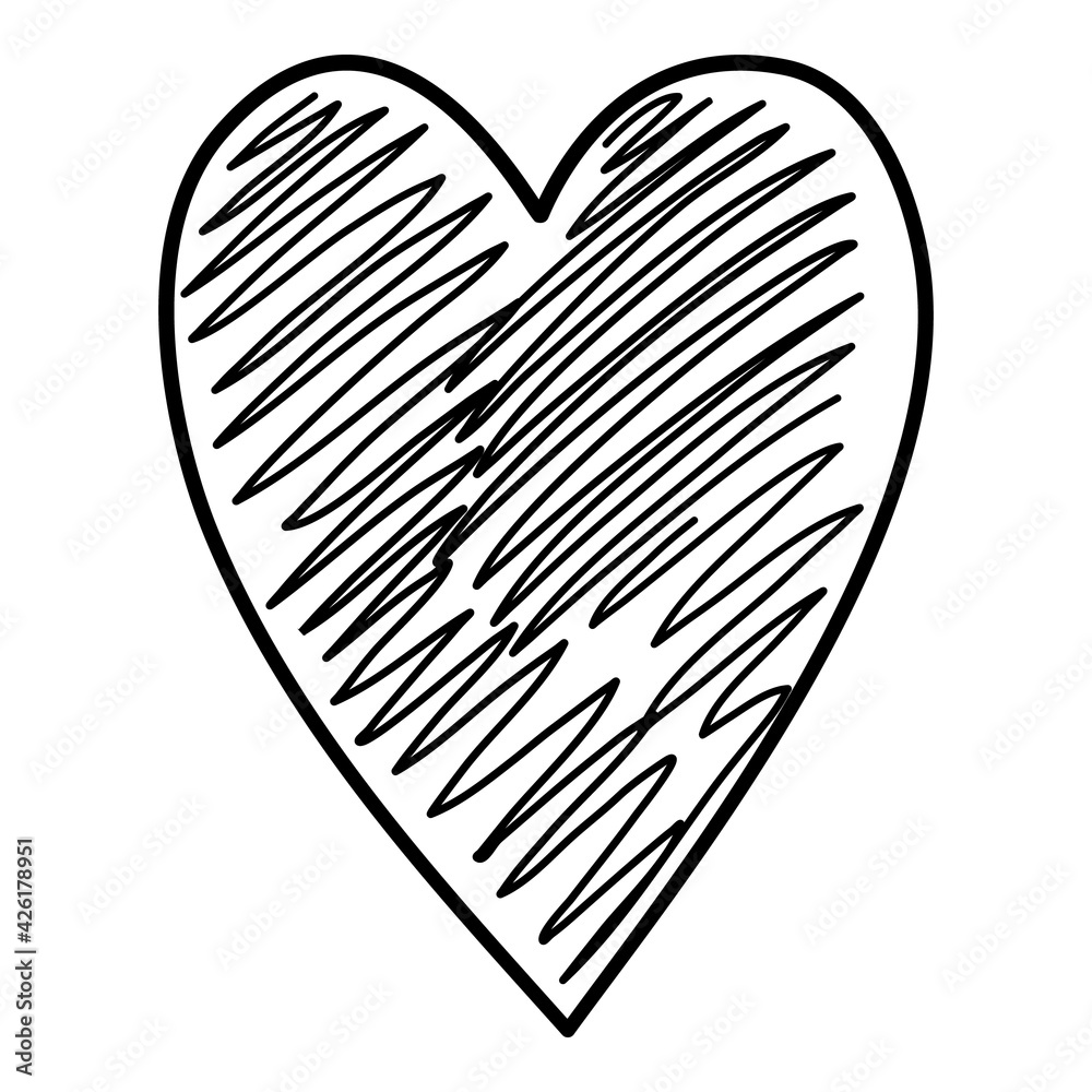 Kid draw heart icon, hand drawn and outline style Kid draw heart icon, hand drawn and outline style