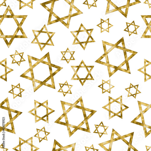 Illustration gold and white Star of David pattern background that is seamless