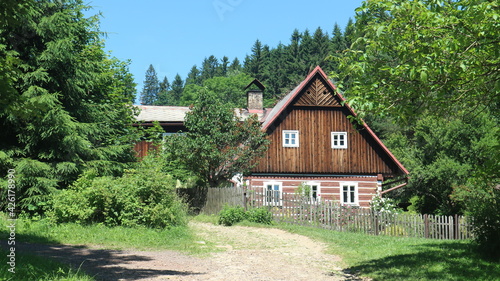 Traditional old wooden house in the mountains near Adrspach, Czech republic