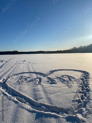 frozen lake in winter