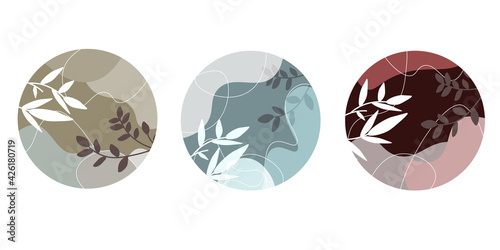 Vector set of Abstract Modern Background Templates. Design for sticker, and pin