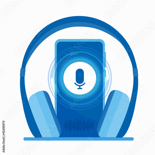 Headphones with smartphone and voice search.