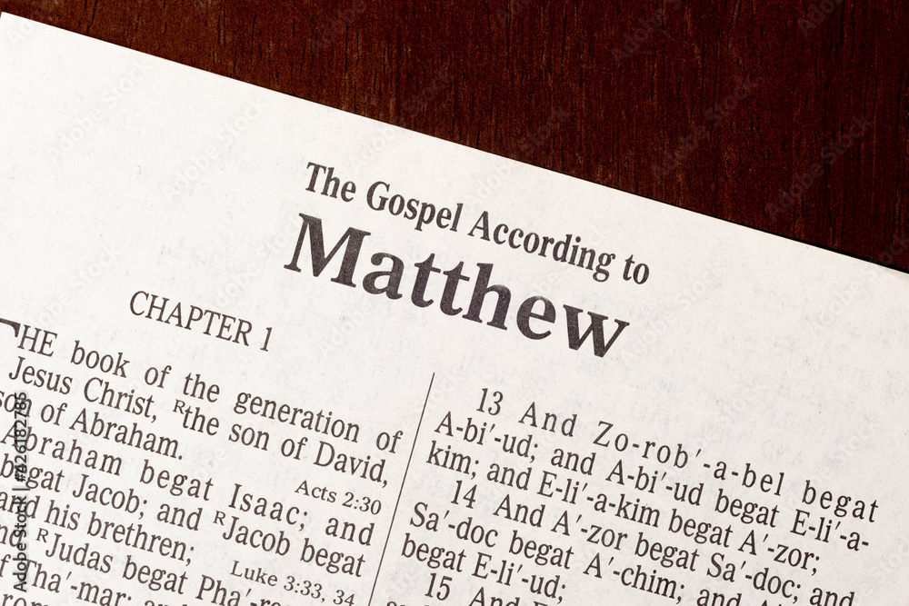 Obraz premium The Book of Matthew Title Page Close-up