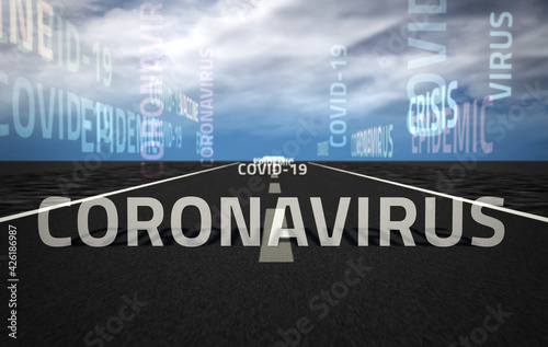 Covid-19 epidemic and coronavirus text abstract concept illustration