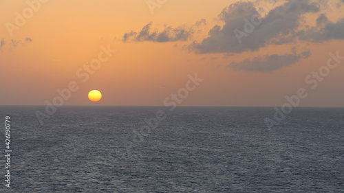 Sunset over the ocean in Martinique