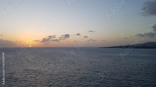 Sunset over the ocean in Martinique