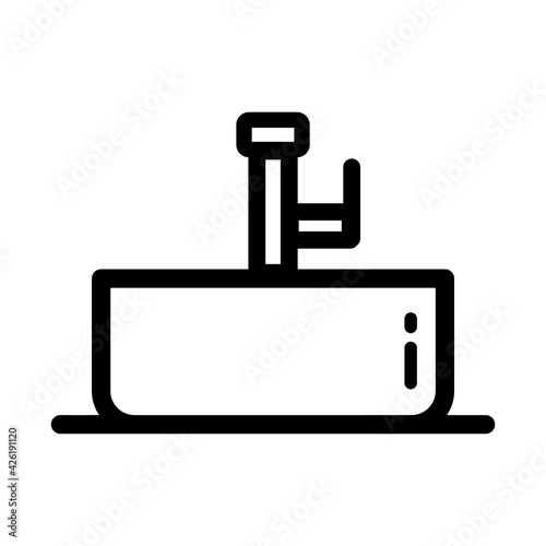 sink outline symbol isolated on white background