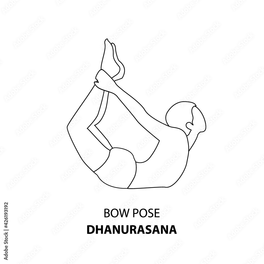 Woman in yoga bow pose hand drawn outline doodle icon. | Stock vector |  Colourbox