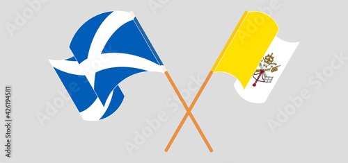 Crossed and waving flags of Scotland and Vatican