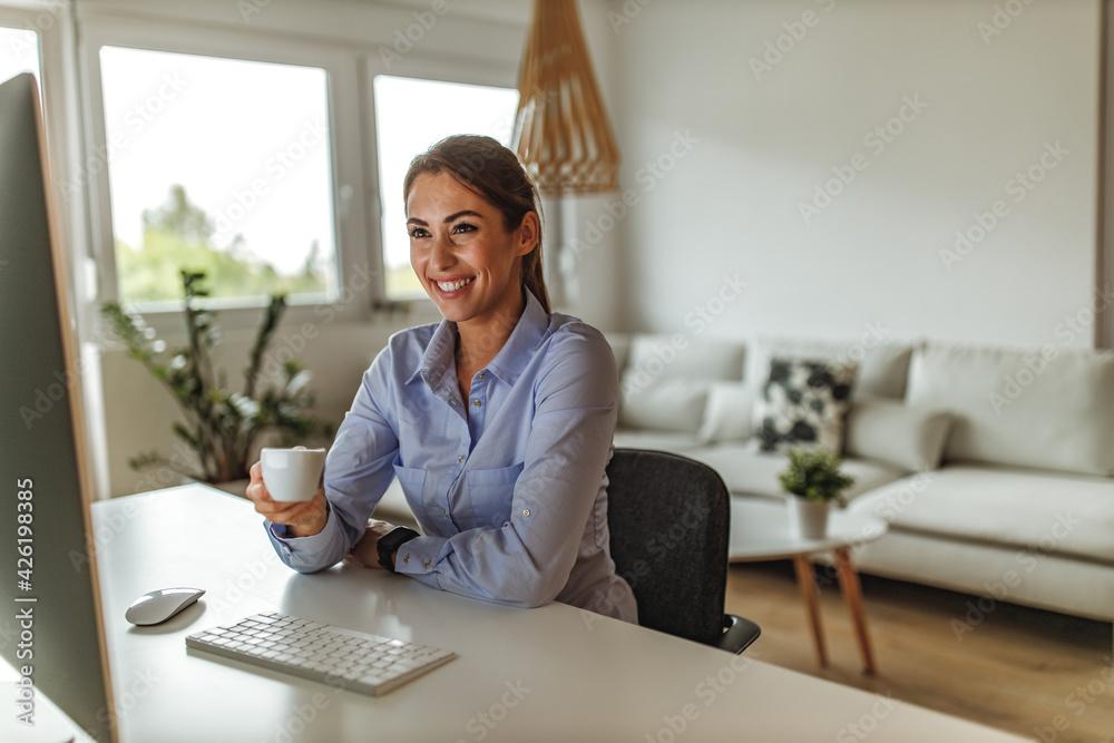Sitting at home office, feeling comfortable. Sitting at home office, feeling comfortable.