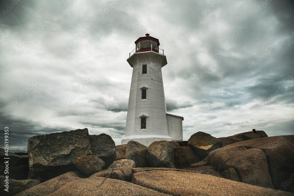 lighthouse at dusk