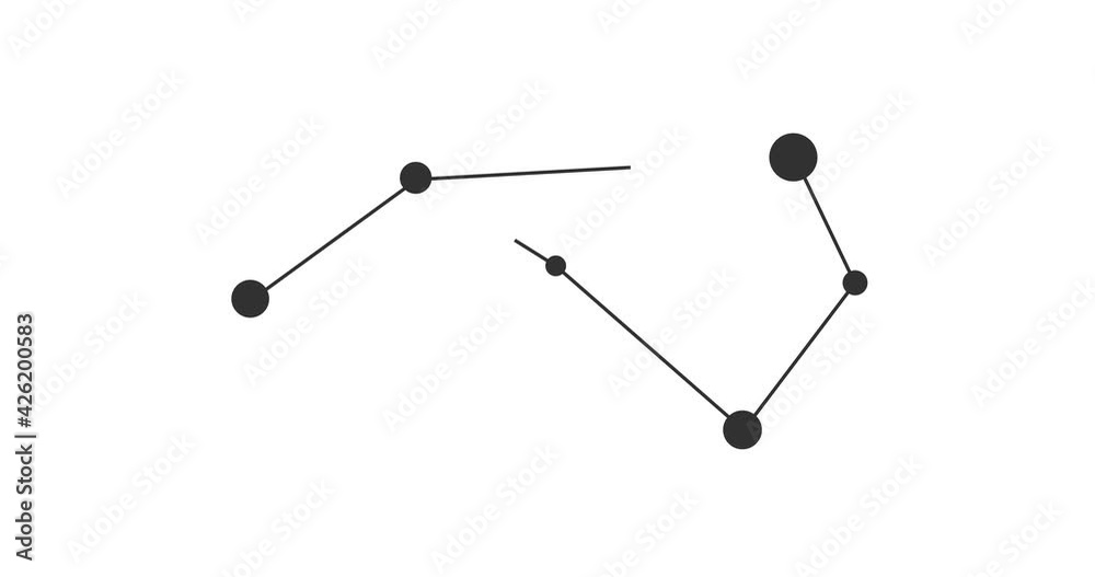 Volans constellation. Stars in the night sky. Constellation in line art style in black and white. Cluster of stars and galaxies. Horizontal composition, 4k video quality Volans constellation. Stars in the night sky. Constellation in line art style in black and white. Cluster of stars and galaxies. Horizontal composition, 4k video quality