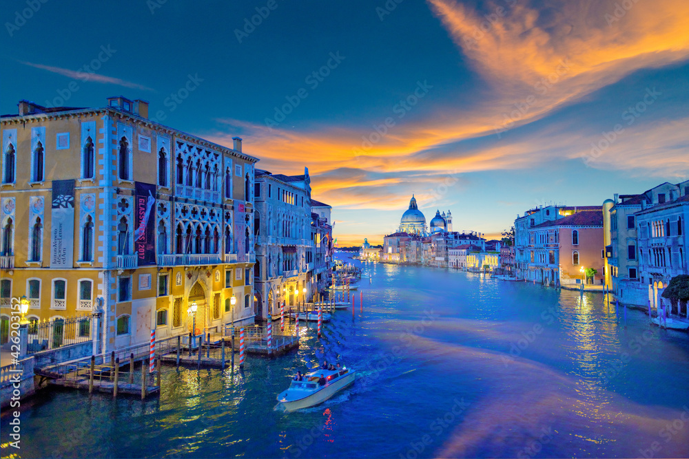 Italy, Venice, Grand Canal at sunset