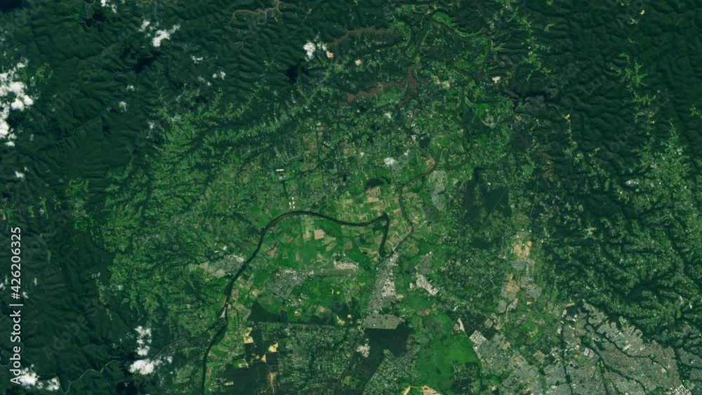 River flooding time lapse on green landscape aerial satellite view animation, New South Wales Australia. Contains images furnished by Nasa River flooding time lapse on green landscape aerial satellite view animation, New South Wales Australia. Contains images furnished by Nasa