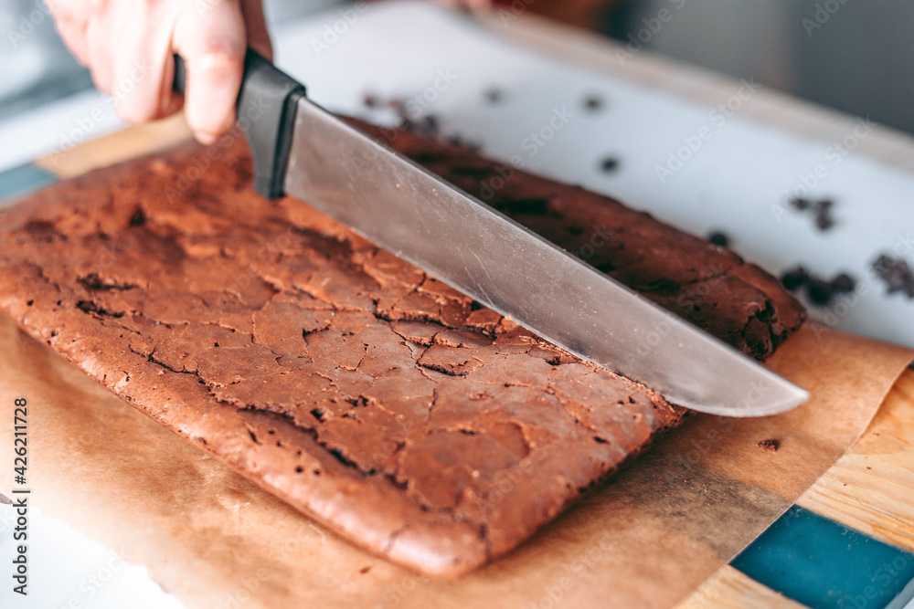 Freshly baked aromatic chocolate brownie Freshly baked aromatic chocolate brownie