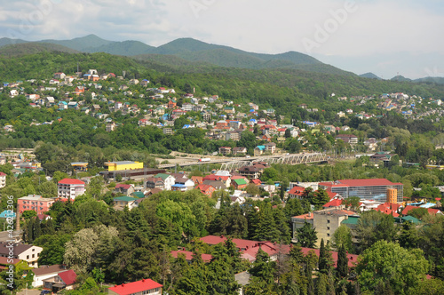 View from the Ferris wheel to the resort village of Lazarevskoye. Sochi  Russia