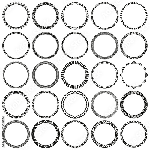 Collection of African Decorative Ornamental Round Border Frames. Ideal for vintage label designs.