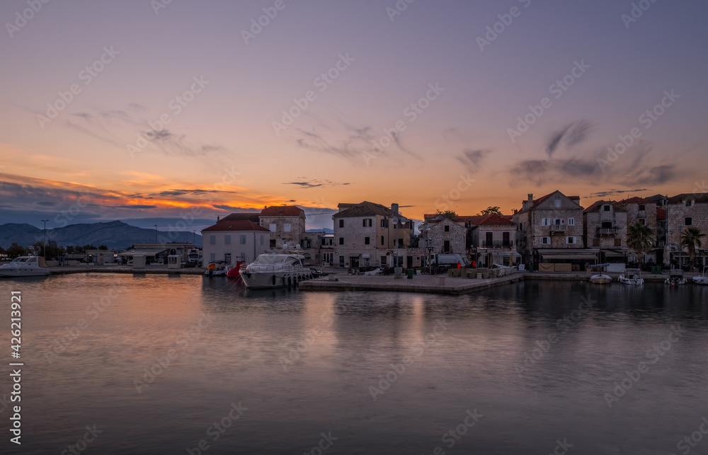 Sunrise in Supetar, island Brac - Dalmatia, Croatia. August 2020