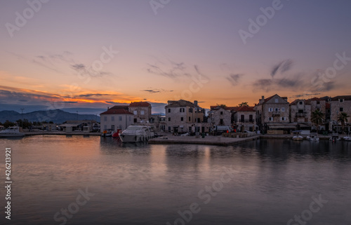Sunrise in Supetar, island Brac - Dalmatia, Croatia. August 2020