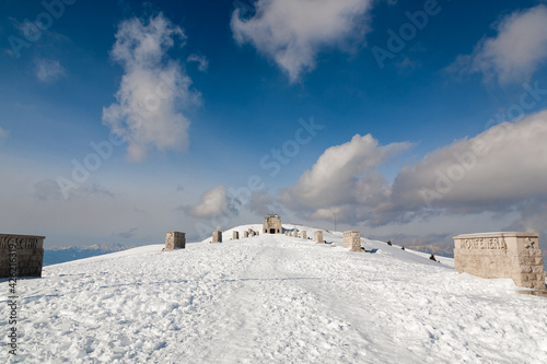 War memorial landmark, Italian alps, mount Grappa