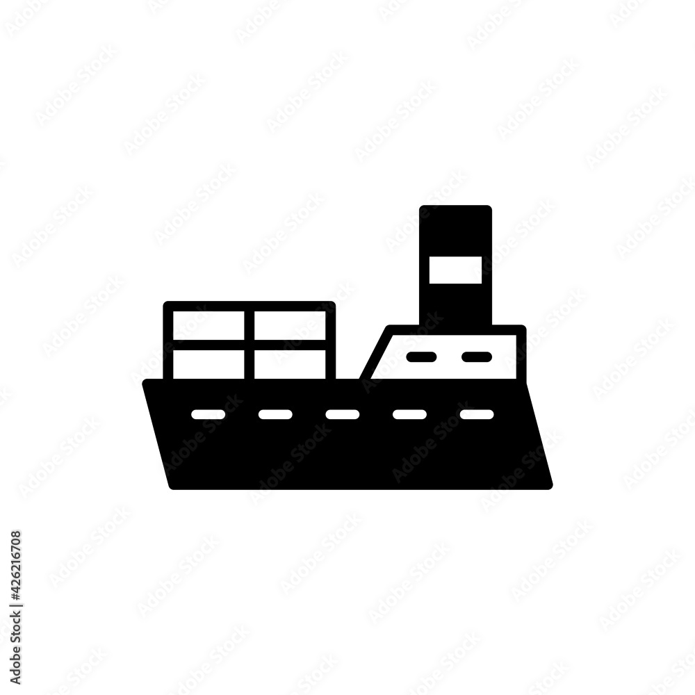 ocean transportation icon in solid black flat shape glyph icon, isolated on white background ocean transportation icon in solid black flat shape glyph icon, isolated on white background